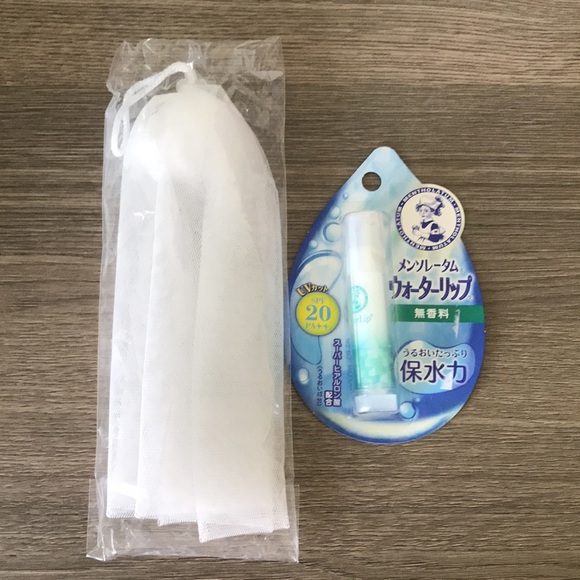 LOT of 2 Lather Soap Net and Mentholatum Water Lip Balm SPF 20/PA+++ NEW Japan - Picture 2 of 5